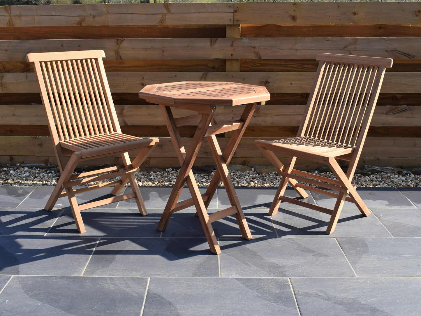 2 Seater Octagonal Folding Teak Set with Classic Folding Chairs