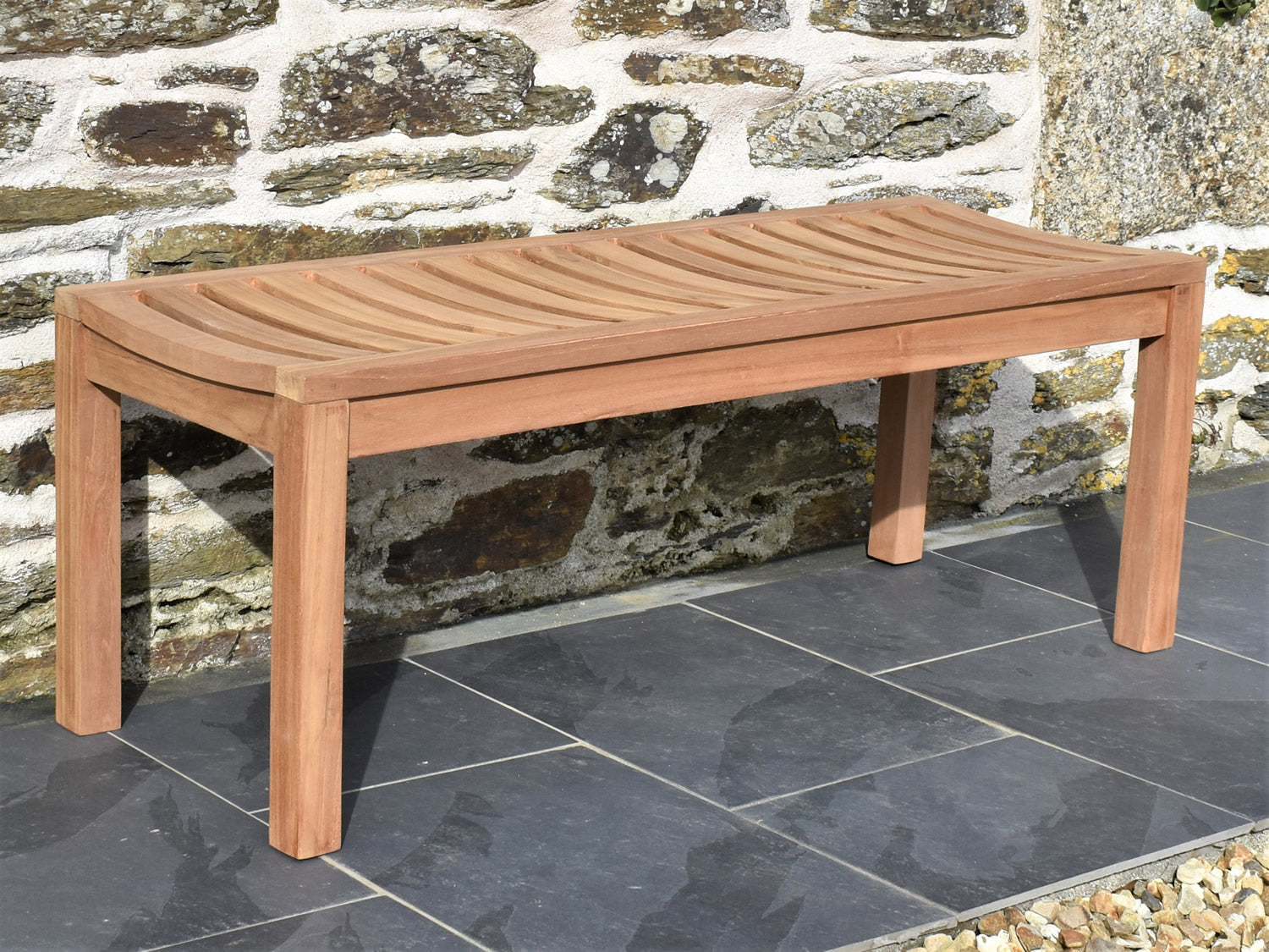 2 seater teak backless garden seat