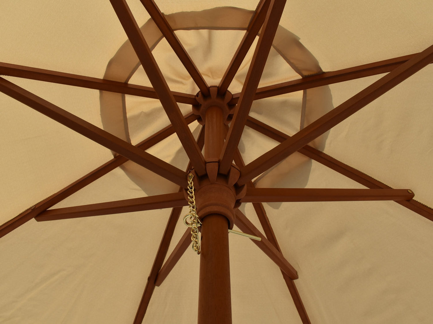 2m Octagonal parasol underside wooden struts