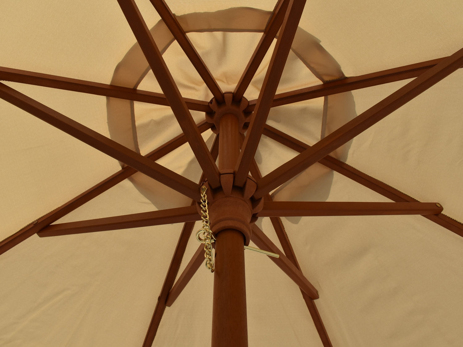 2m Octagonal parasol underside wooden struts