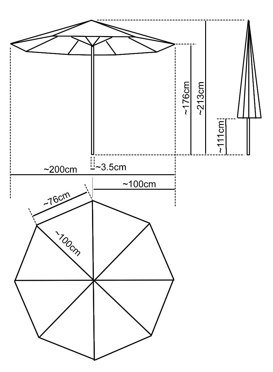 2m Octagonal parasol colours