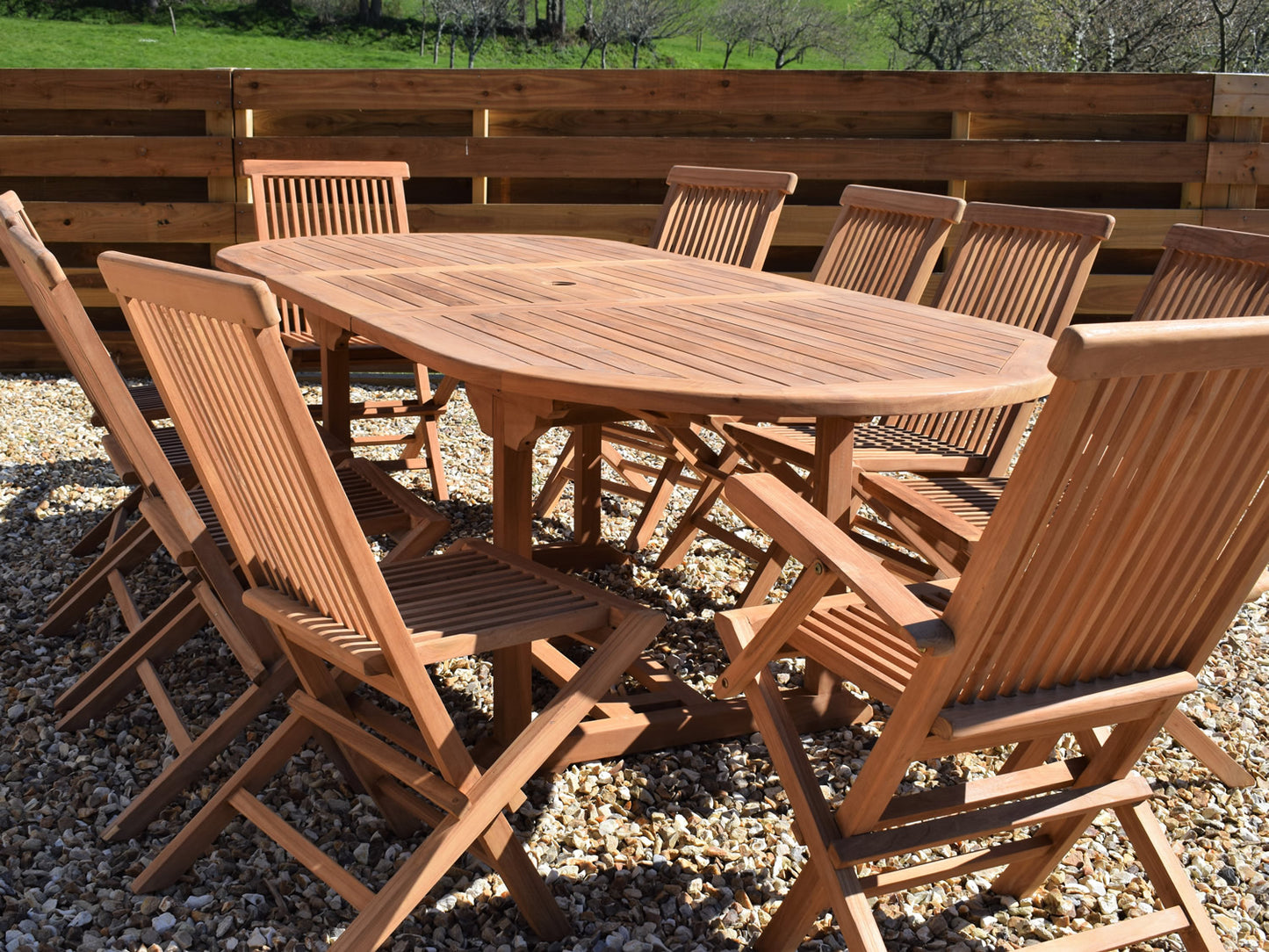 10 Seater Oval Extending Teak Set with Classic Folding Chairs & Armchairs