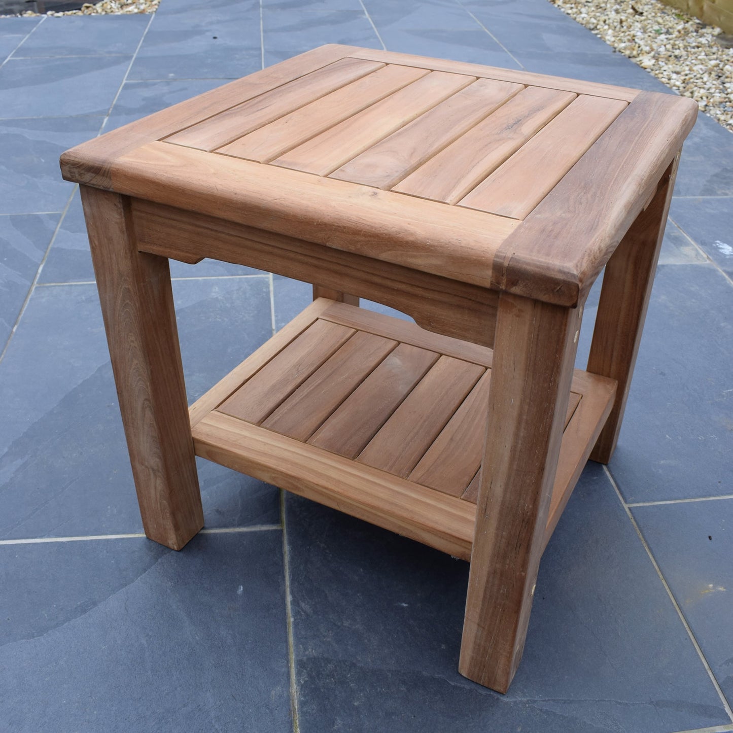 2 Seater Square Coffee Table Teak Set with Recliner Chairs