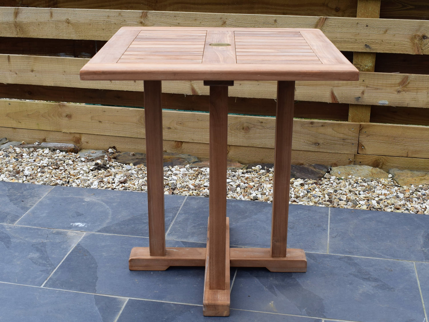 2 Seater Square Pedestal Teak Set with Newbury Stacking Armchairs