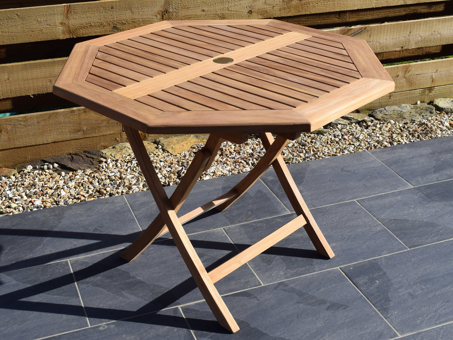 4 Seater Octagonal Folding Teak Set with Folding Chairs & Armchairs