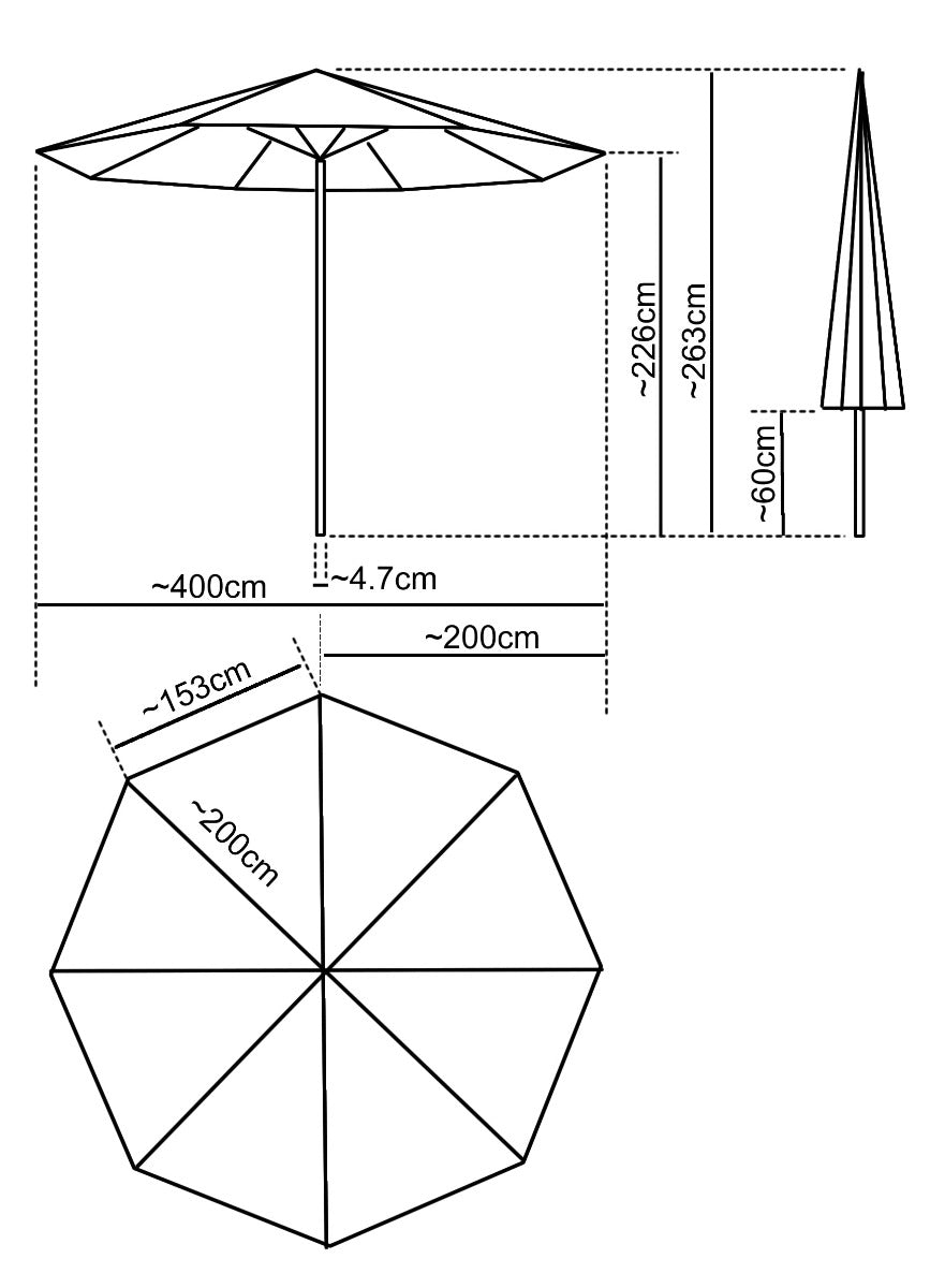 4m Octagonal Aluminium Commercial Parasol