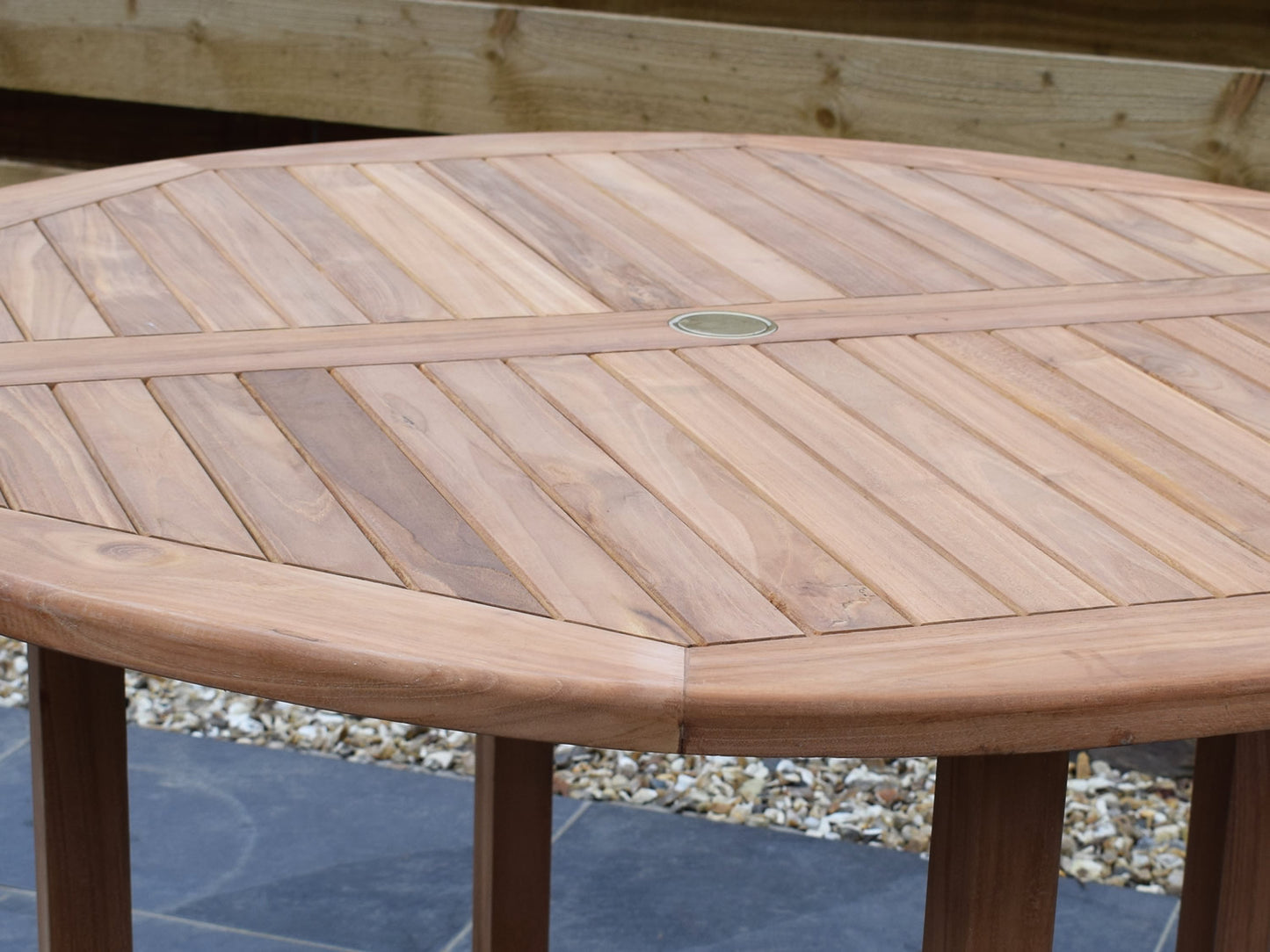 4 Seater Large Round Pedestal Teak Set with Newbury Stacking Armchairs