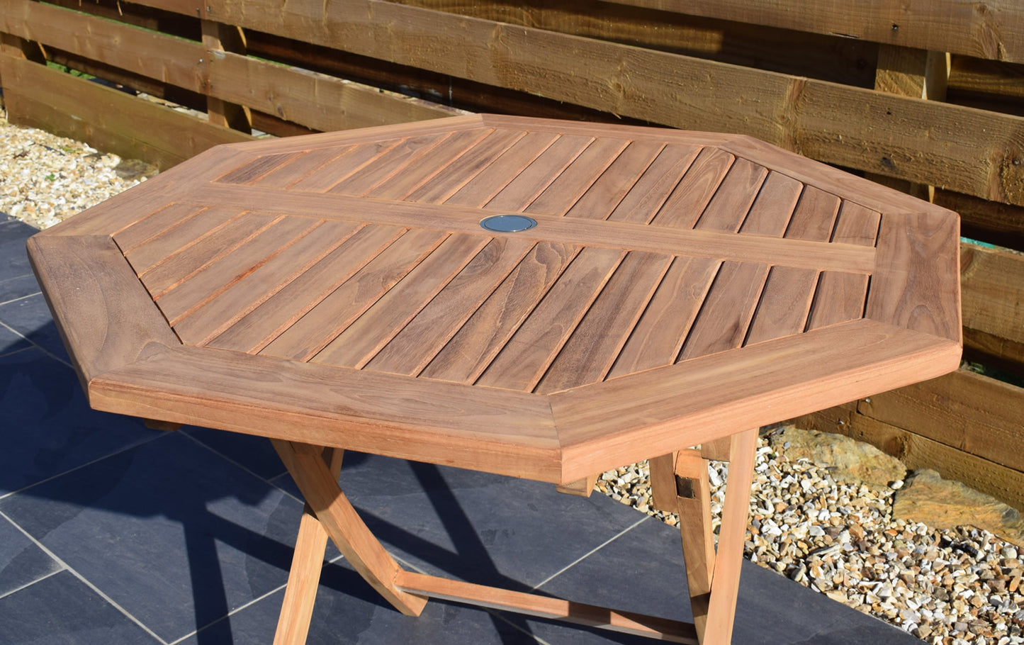 4 Seater Octagonal Folding Teak Set with Folding Chairs & Armchairs