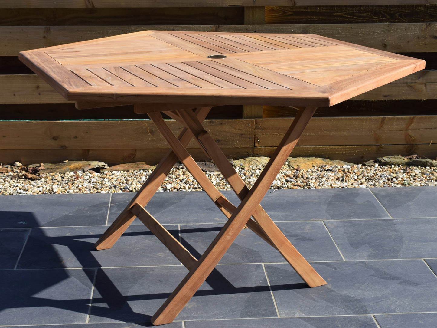 6 Seater Hexagonal Folding Teak Set with Classic Folding Armchairs