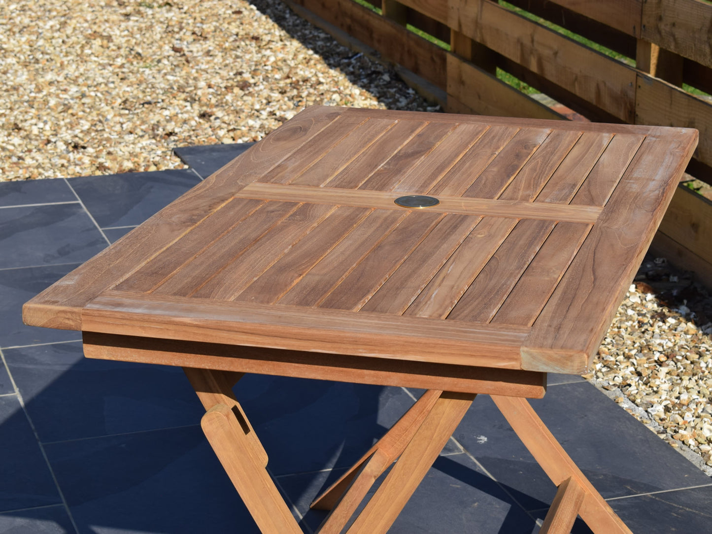 4 Seater Rectangular Folding Teak Set with Folding Chairs
