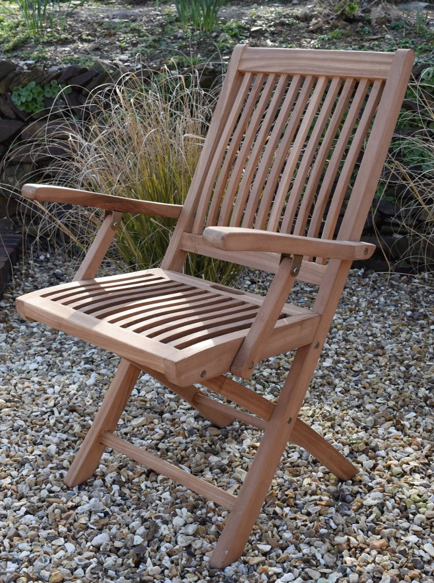 2 Seater Octagonal Folding Teak Set with Folding Armchairs