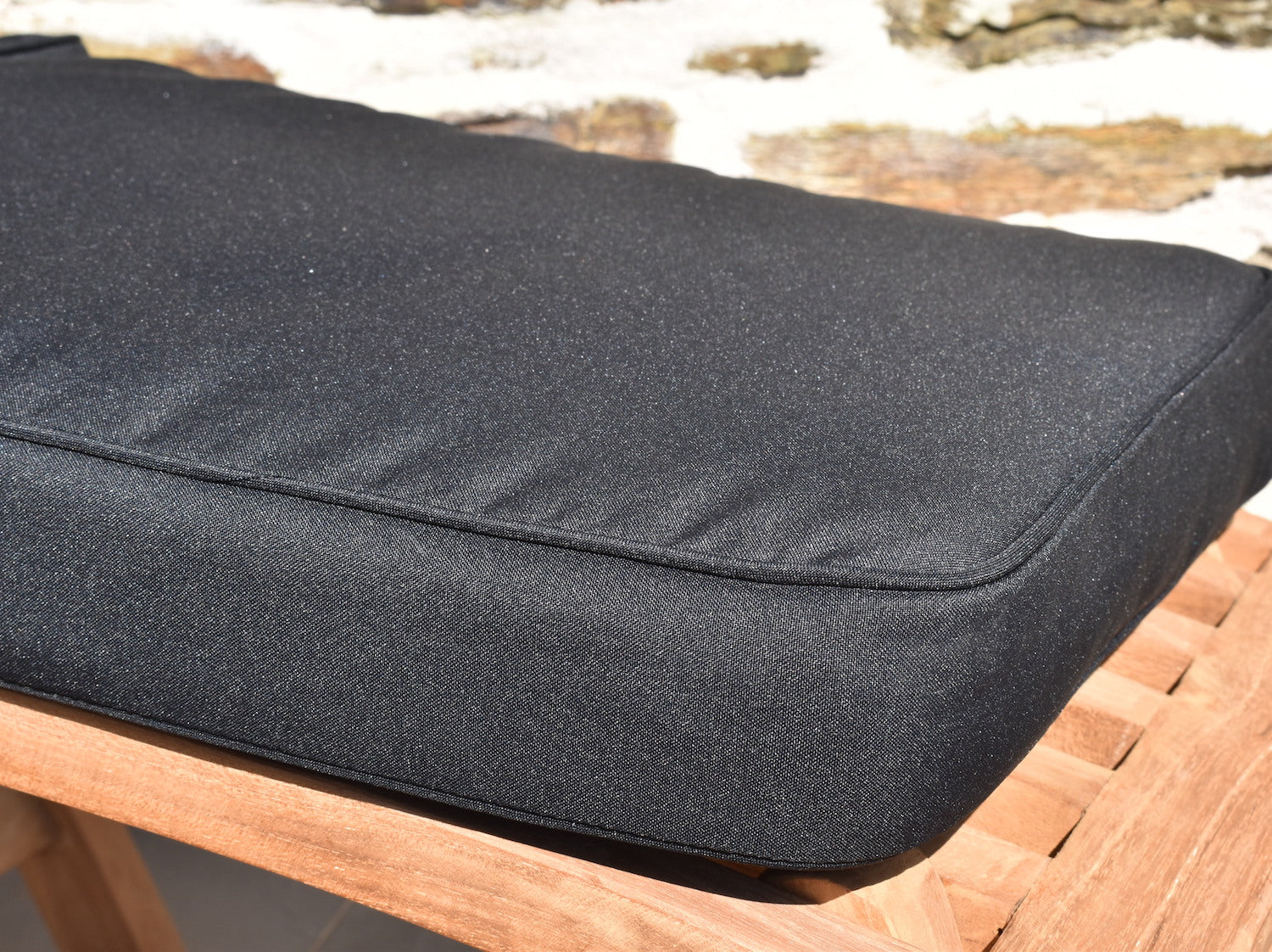 black steamer chair cushion fabric close up detail