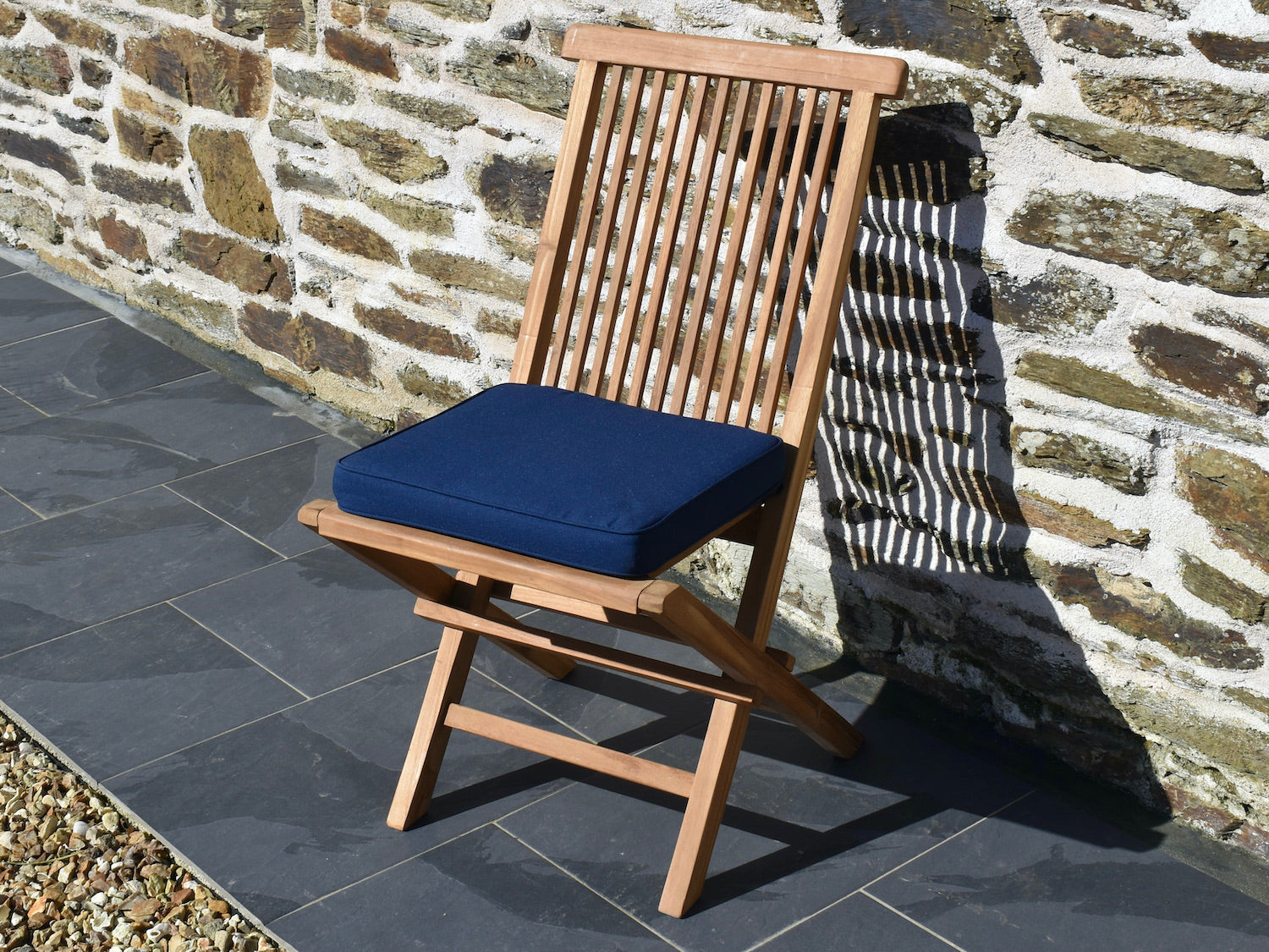 Classic dark blue outdoor seat pad cushion for out classic folding chairs and classic folding armchairs