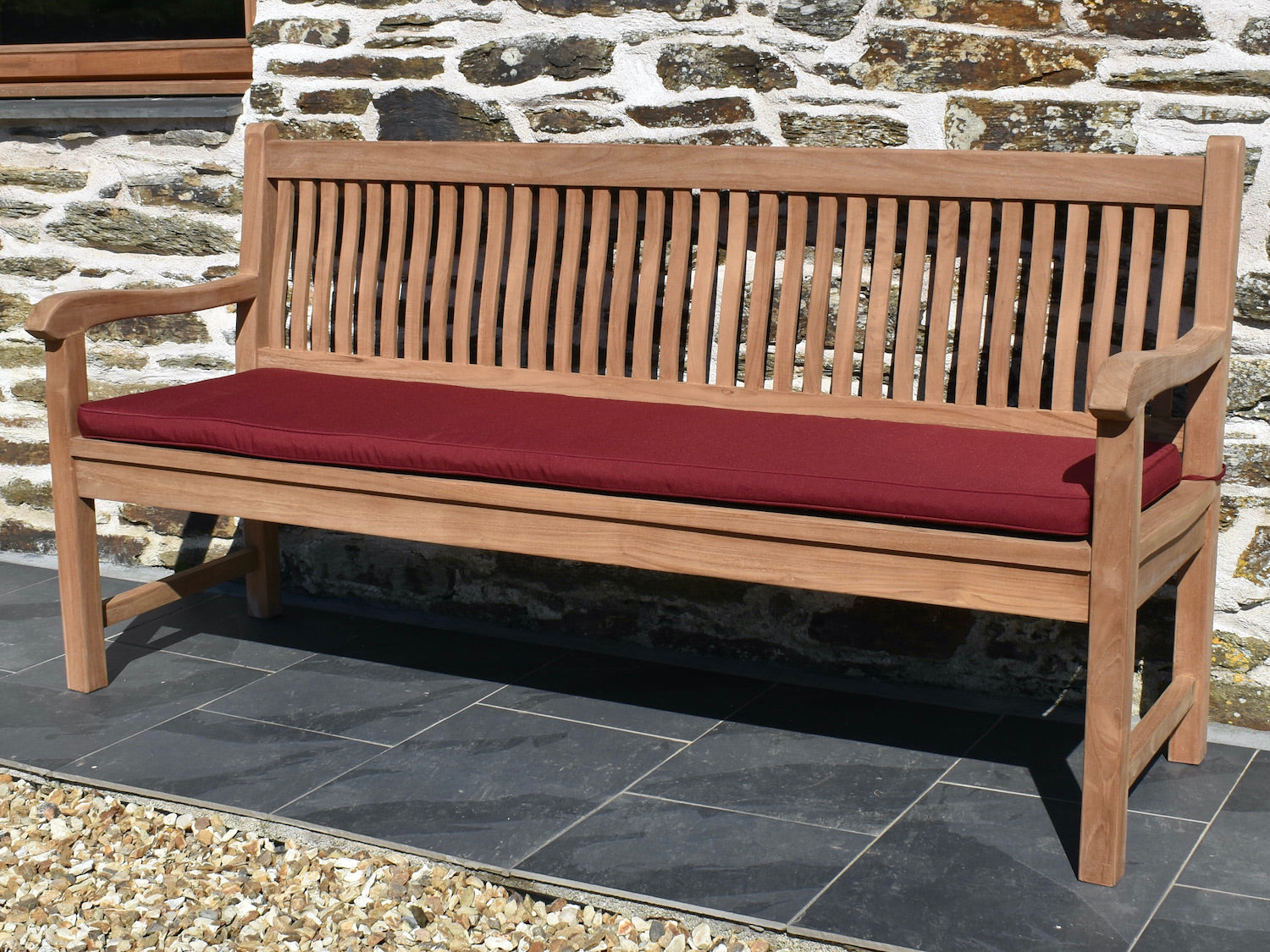 Classic Burgundy  colour outdoor cushion for 4 seater / 180cm garden bench