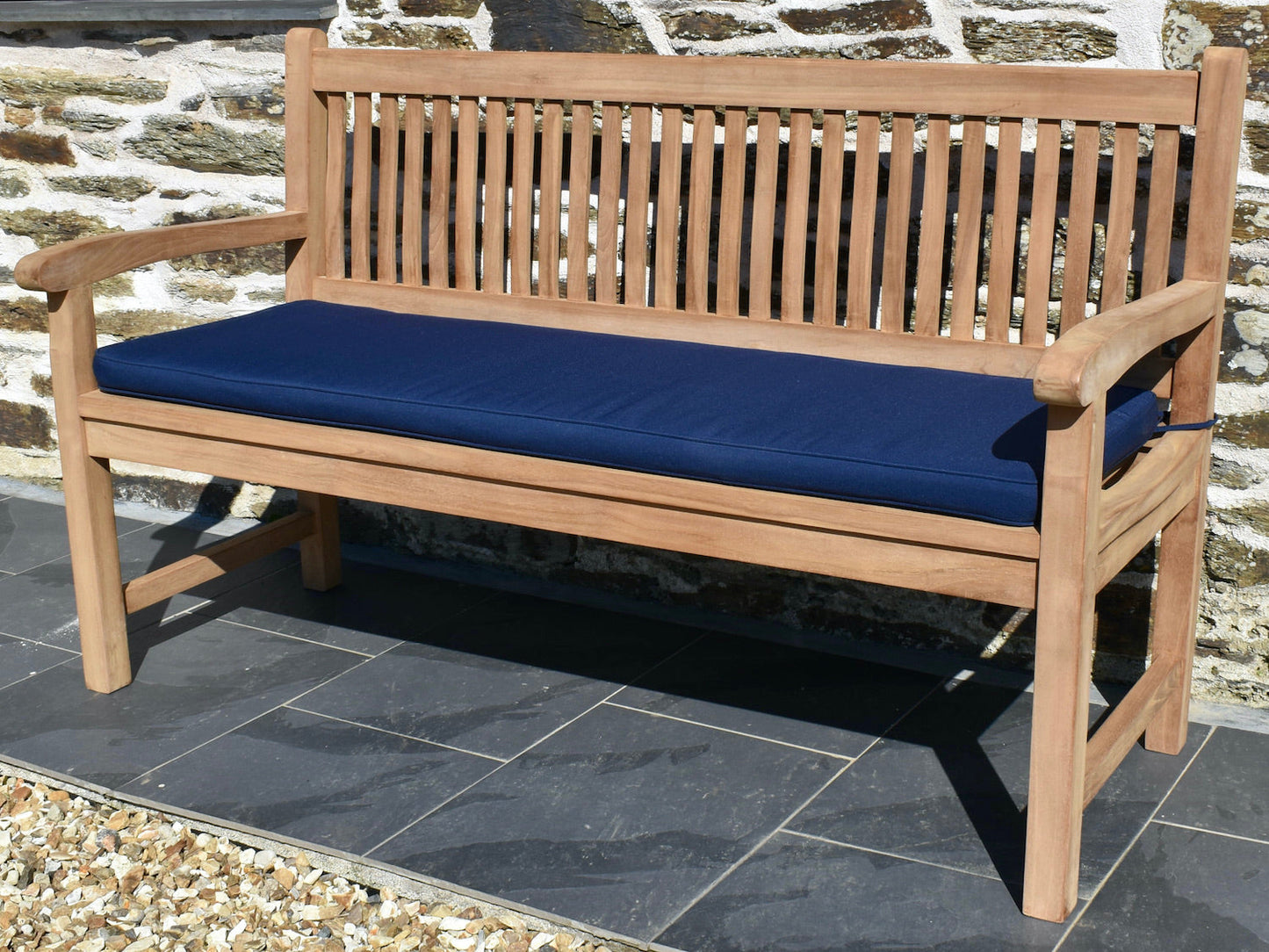 Classic dark blue colour outdoor cushion for a 3 seater / 150cm garden bench