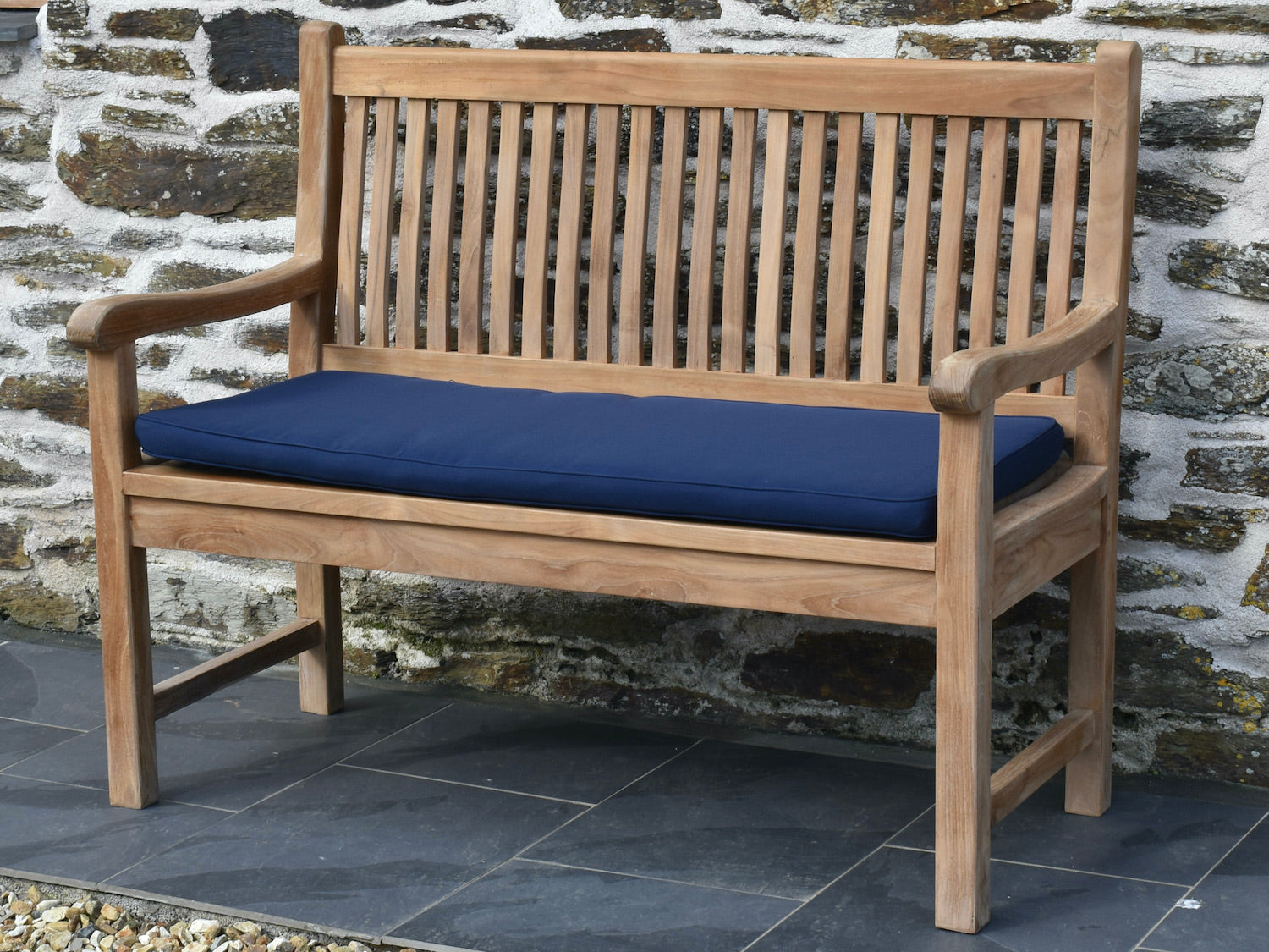 Classic dark blue 2 seater / 120cm outdoor garden bench cushion