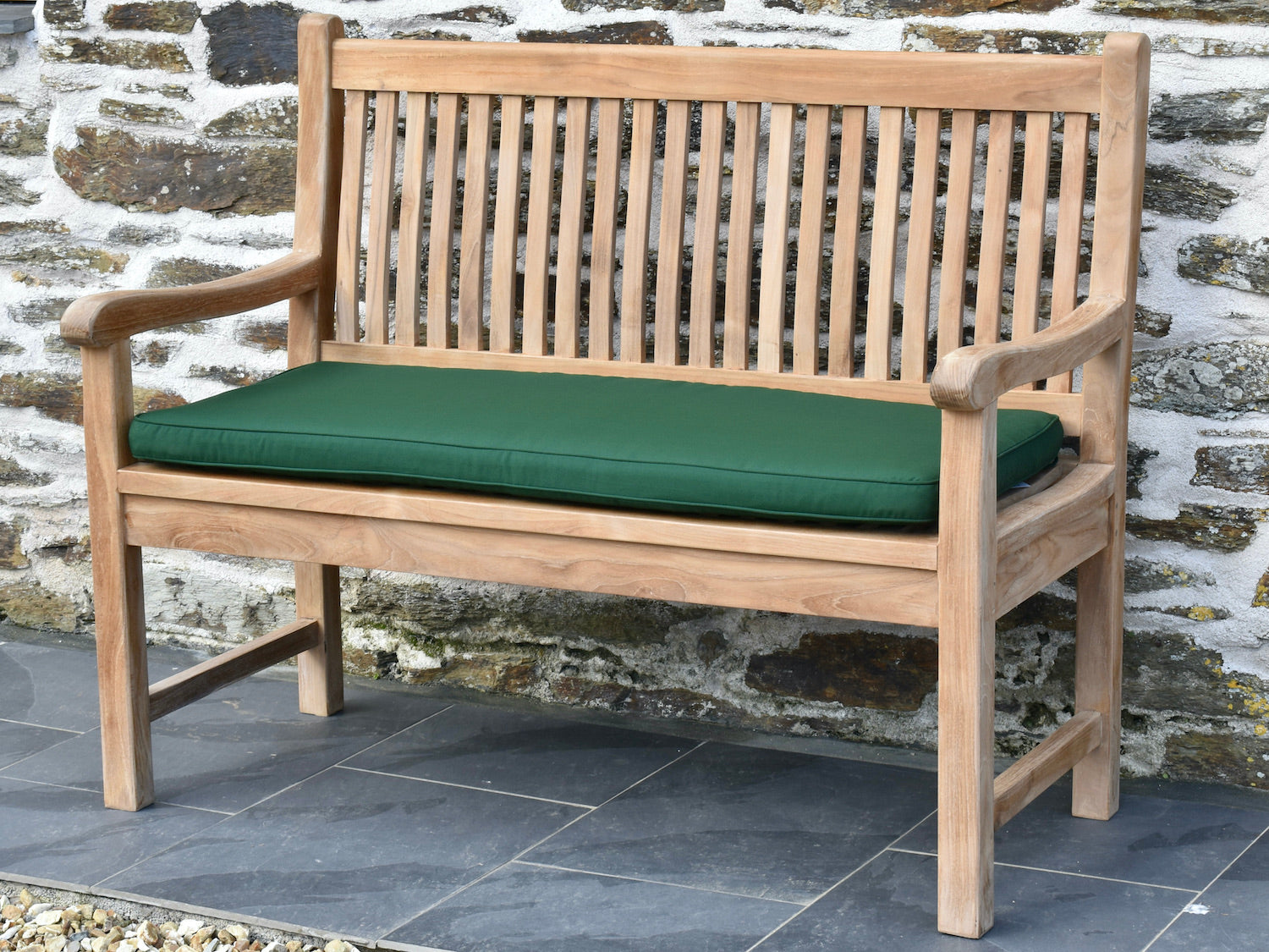 Classic dark green outdoor 2 seater / 120cm garden bench cushion