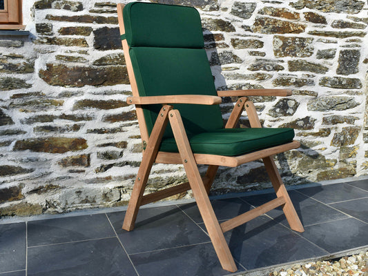 Dark green colour outdoor cushion for a garden recliner chair