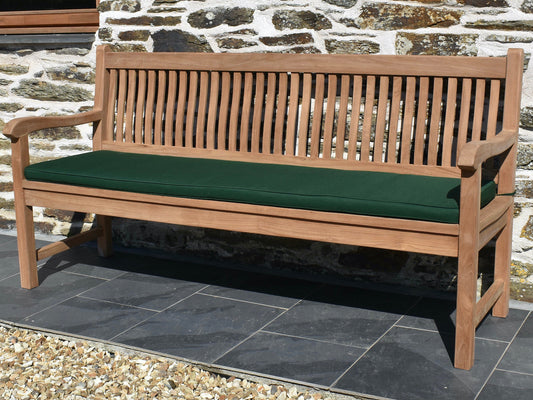 Classic dark forest green colour outdoor cushion for 4 seater / 180cm garden bench