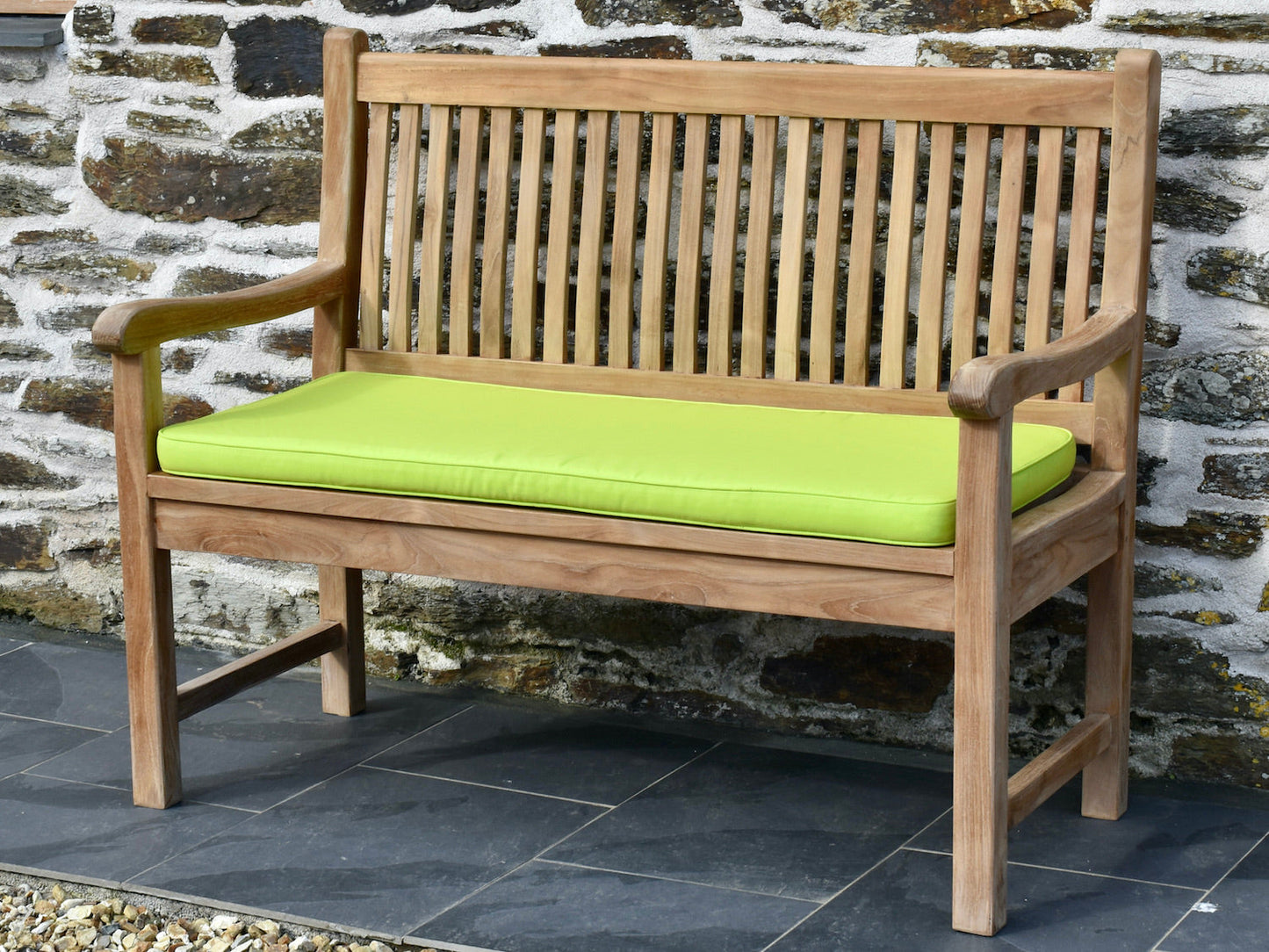 Classic light / lime green 2 seater / 120cm outdoor garden bench cushion