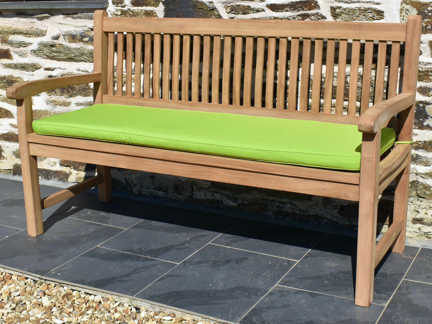 Light green colour outdoor cushion for a 3 seater / 150cm garden bench