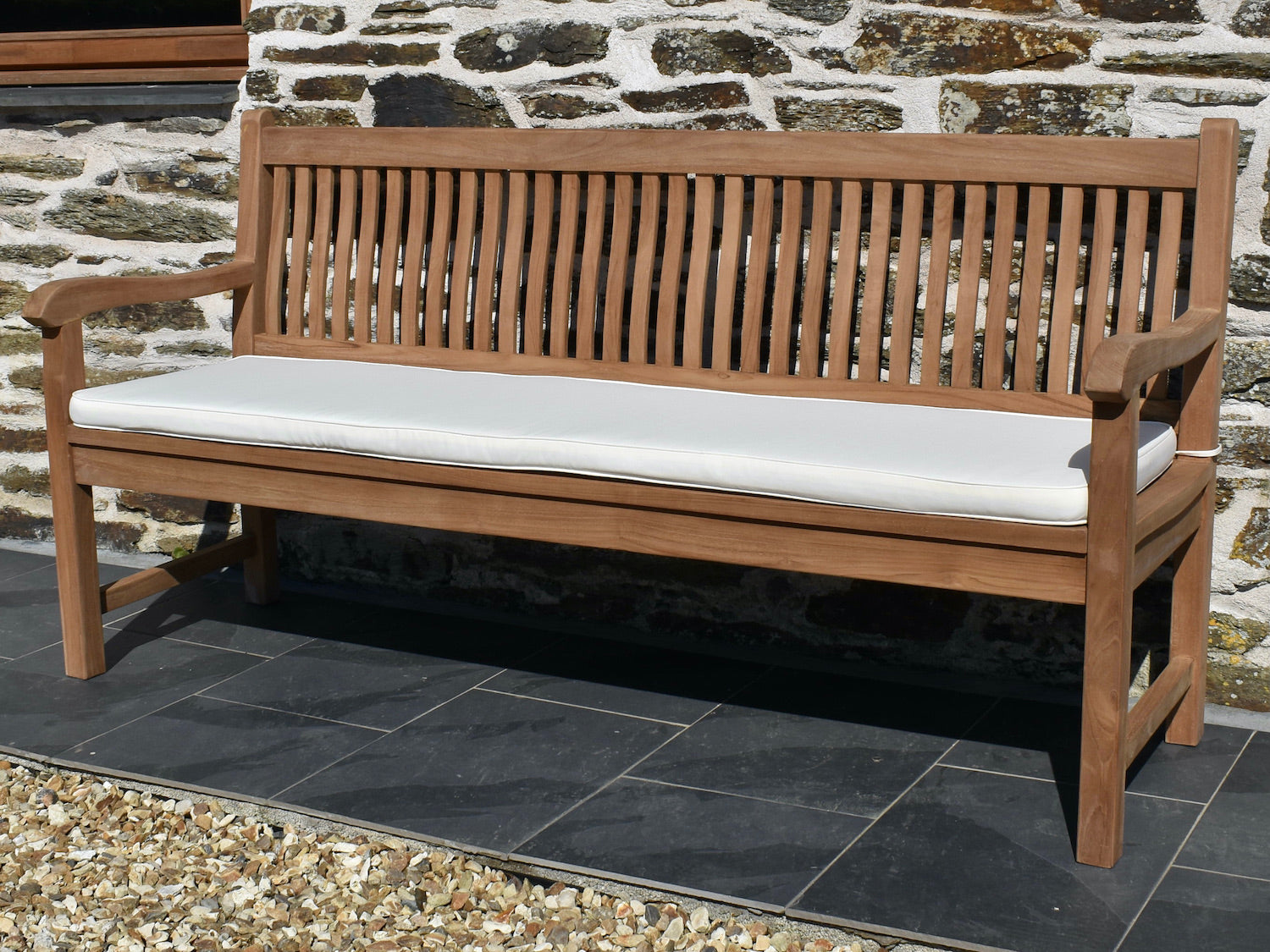 Classic natural ecru colour outdoor cushion for 4 seater / 180cm garden bench