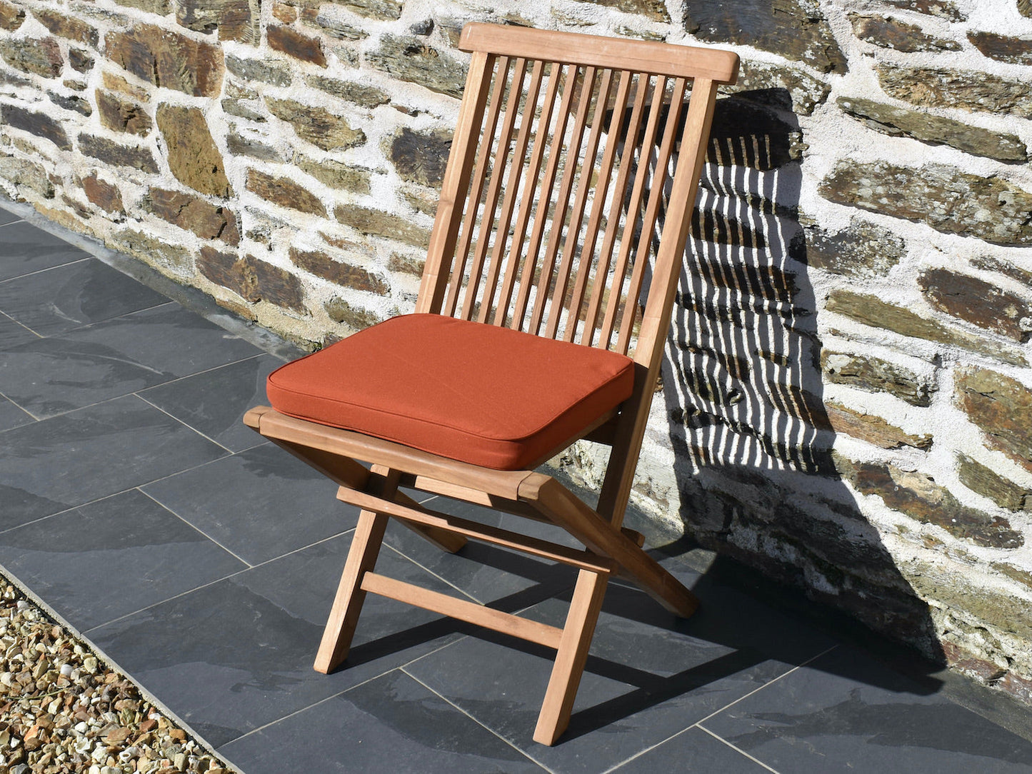Classic terracotta orange colour outdoor seat pad cushion for out classic folding chairs and classic folding armchairs