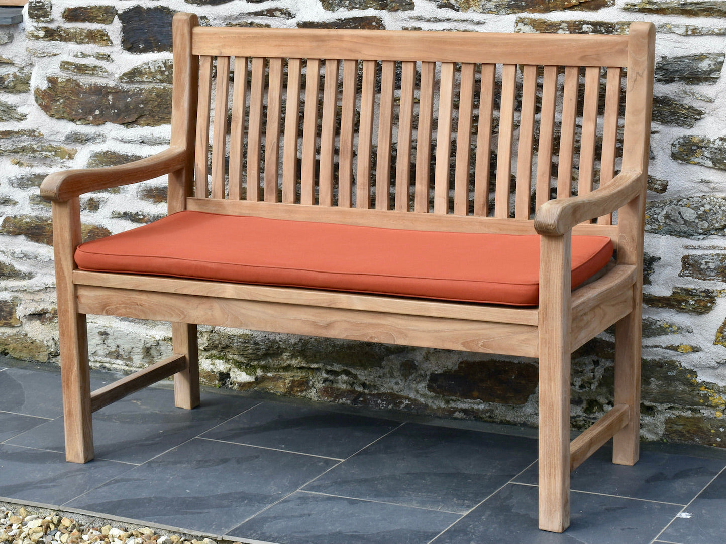 classic terracotta orange 2 seater / 120cm outdoor garden bench cushion