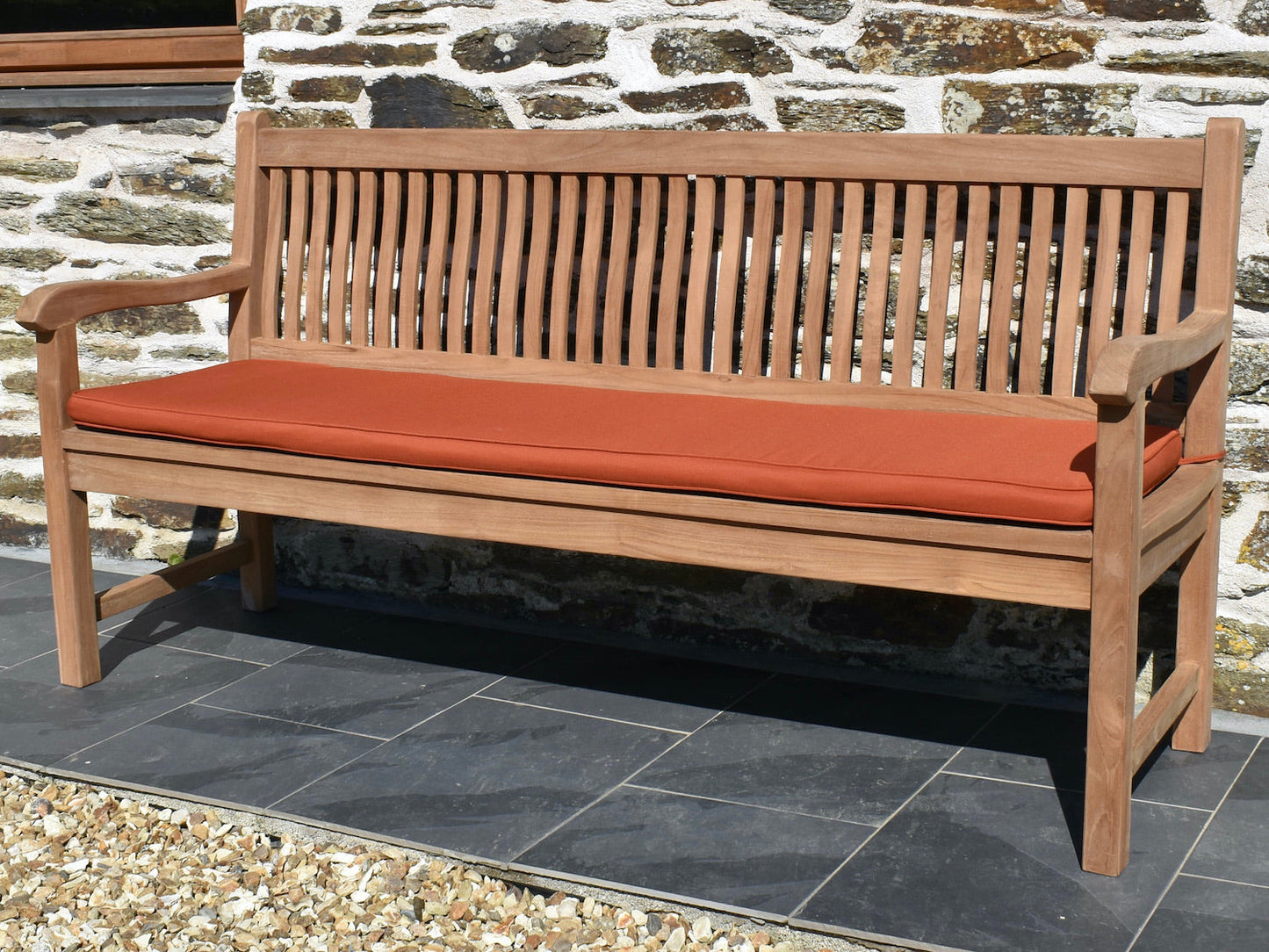 Classic terracotta orange colour outdoor cushion for 4 seater / 180cm garden bench