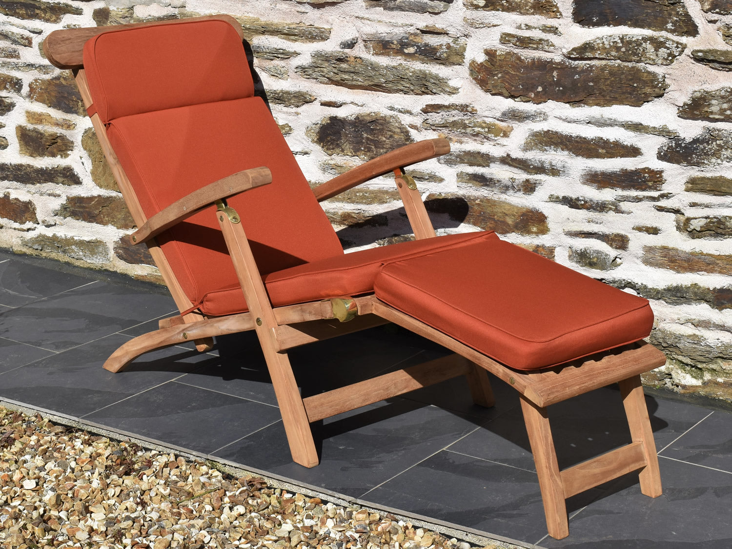 Classic terracotta orange colour garden steamer chair cushion