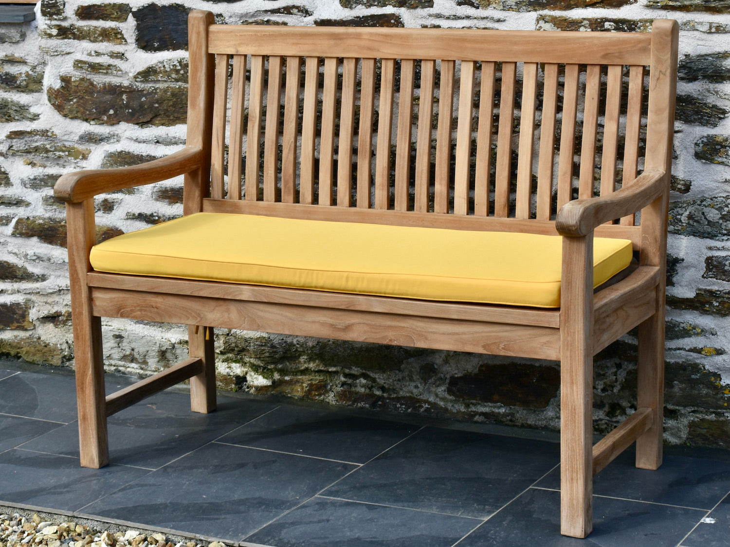 classic yellow 2 seater / 120cm outdoor garden bench cushion