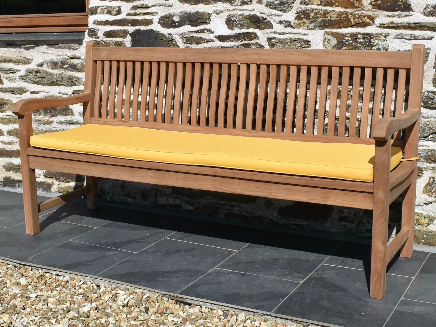 Classic yellow colour outdoor cushion for 4 seater / 180cm garden bench