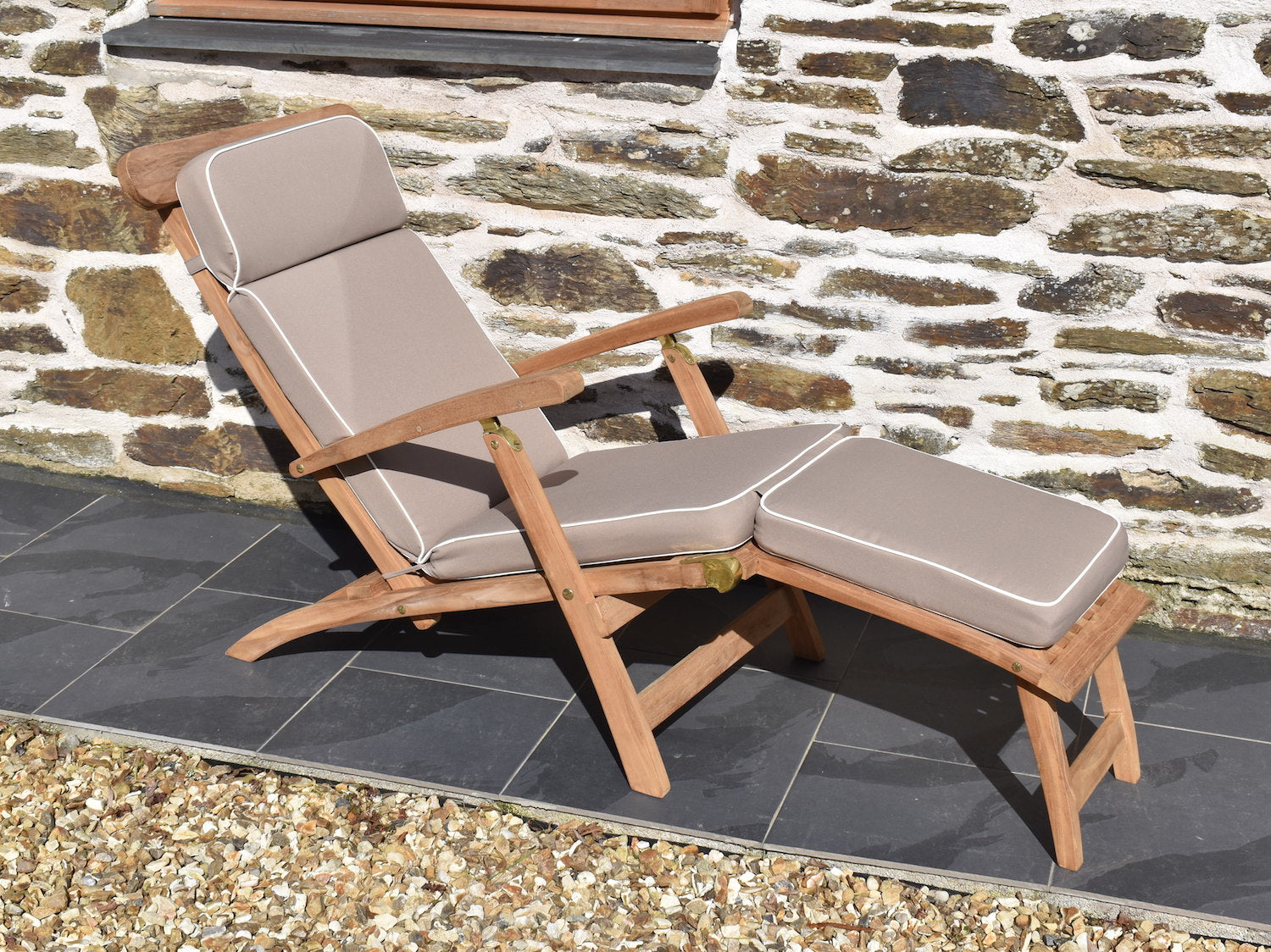 Luxury Taupe Traditional Garden Steamer Chair Cushion