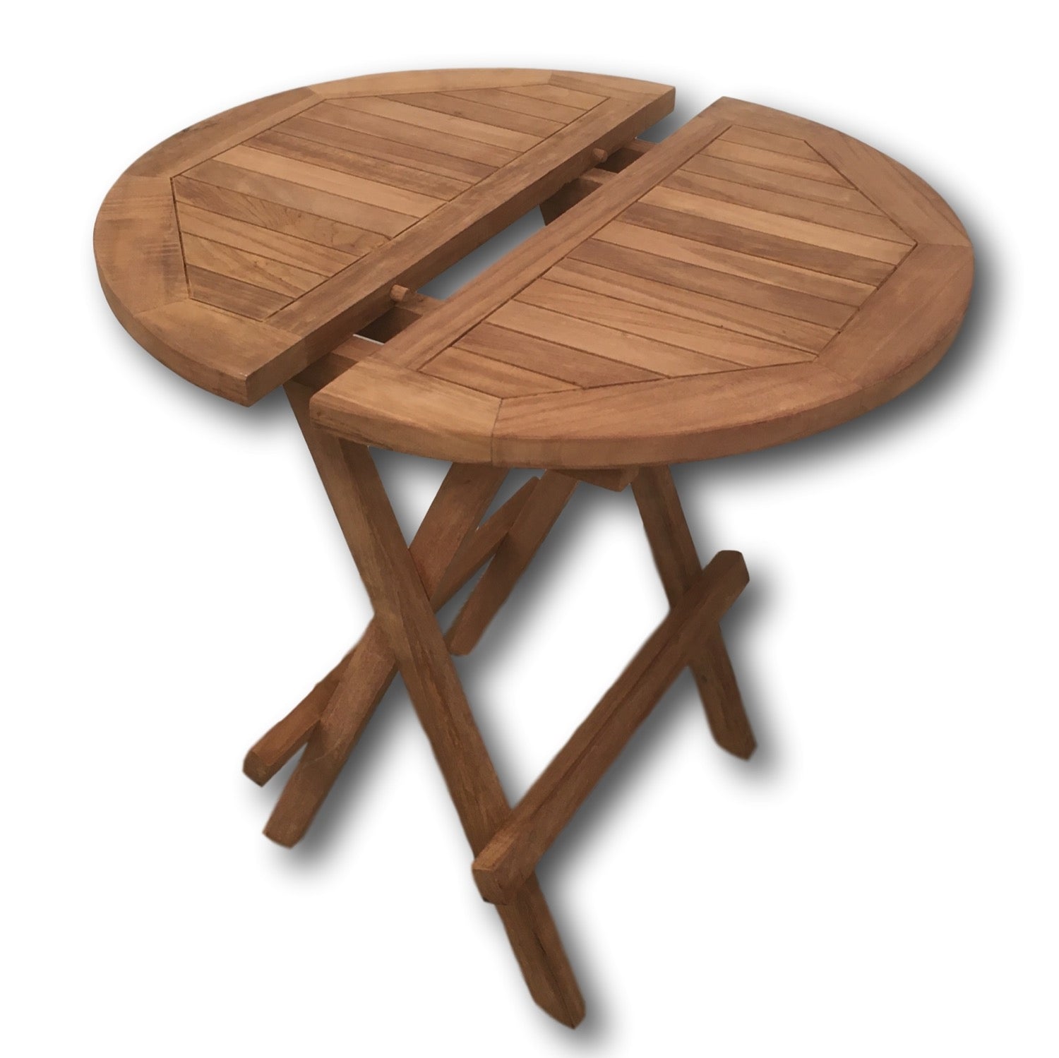 Teak Round Folding Coffee Table Durable Compact Outdoor Table