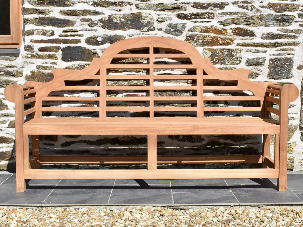 classic outdoor Lutyens 3 seater teak garden bench
