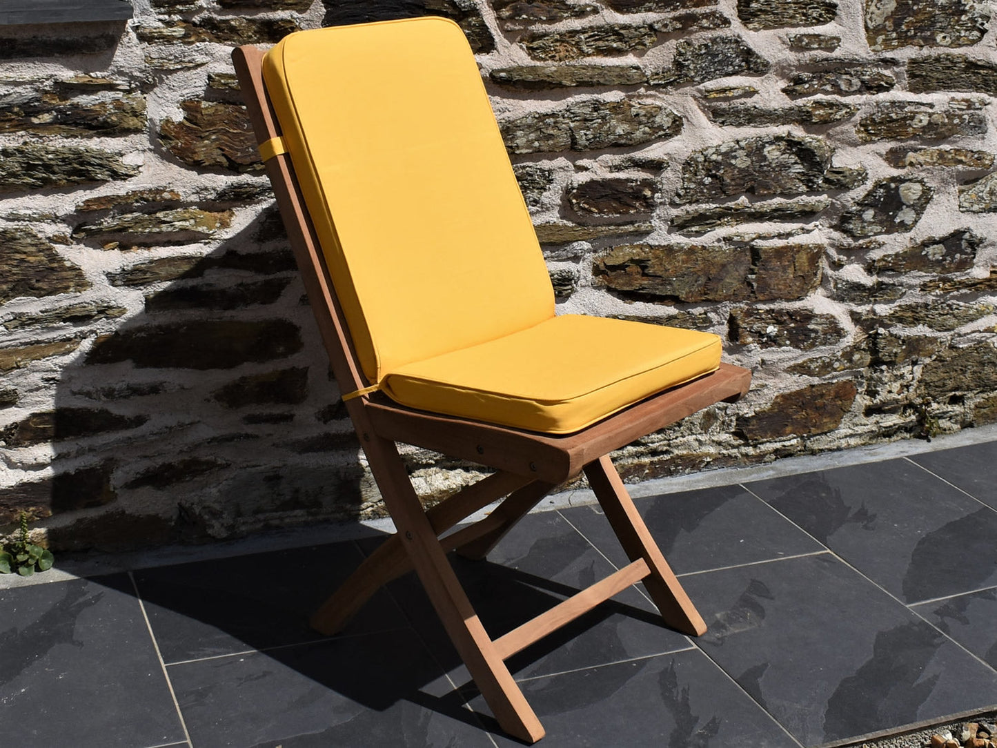 yellow folding pad and back cushion for outdoor folding garden chairs