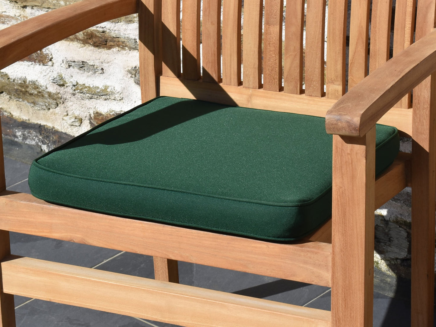 Large outdoor garden seat pad Green, close view