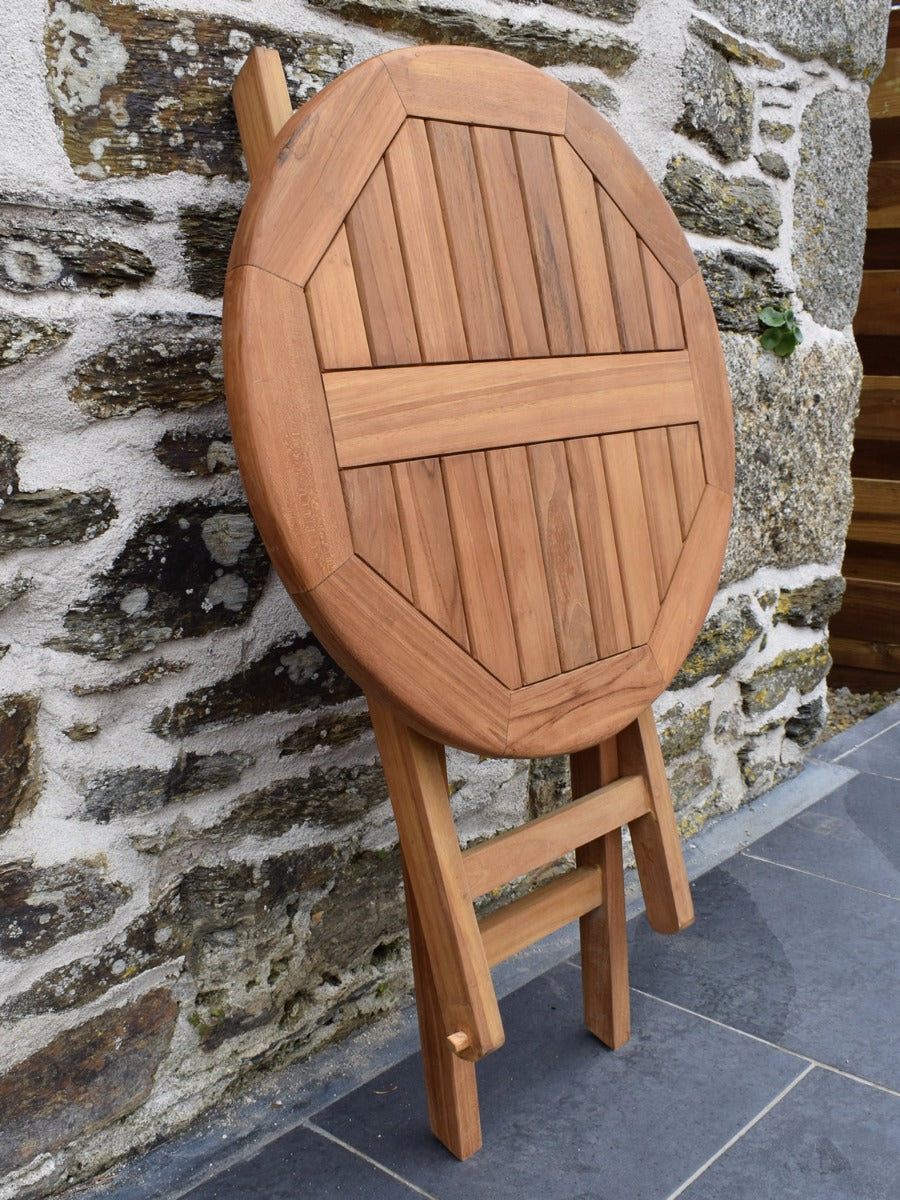 Teak 60cm Round Folding Table
