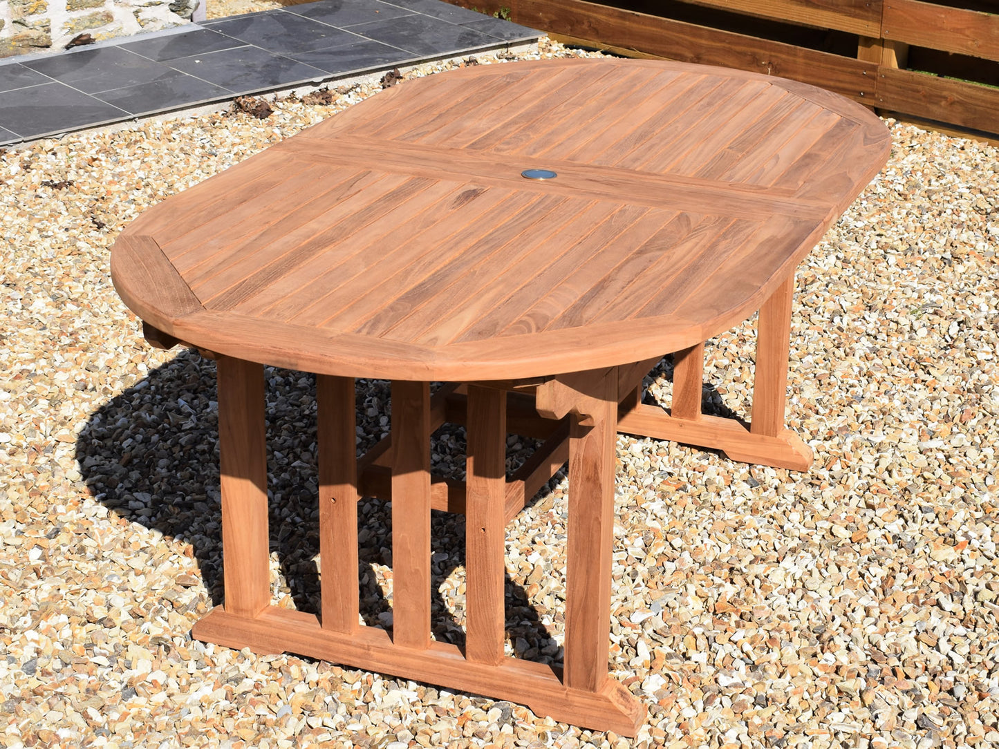 10 Seater Oval Double Extending Teak Set with Dining Chairs & Stacking Armchairs