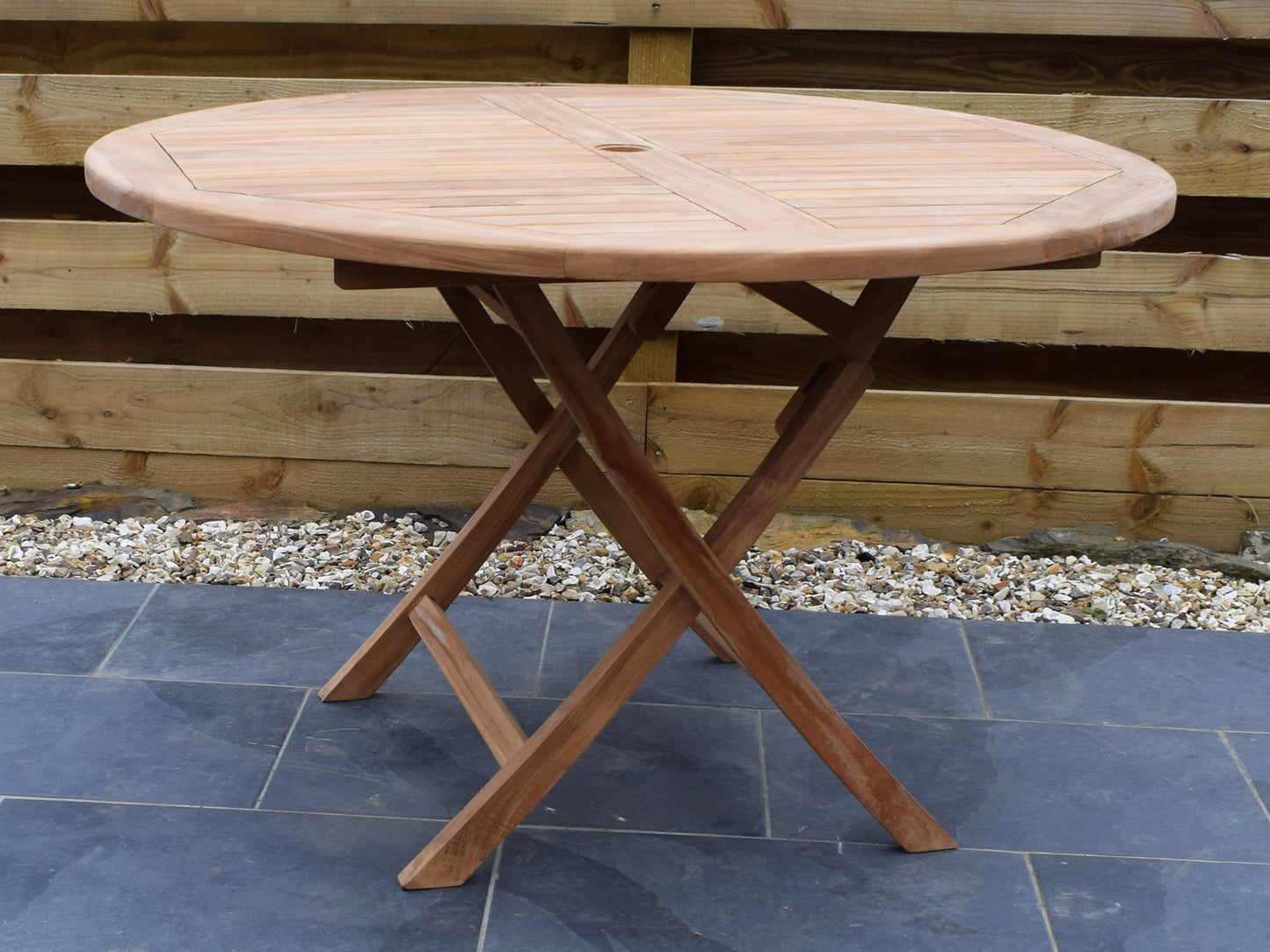 Teak 120cm Round Folding Table