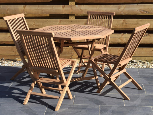 4 Seater Octagonal Folding Teak Set with Classic Folding Chairs
