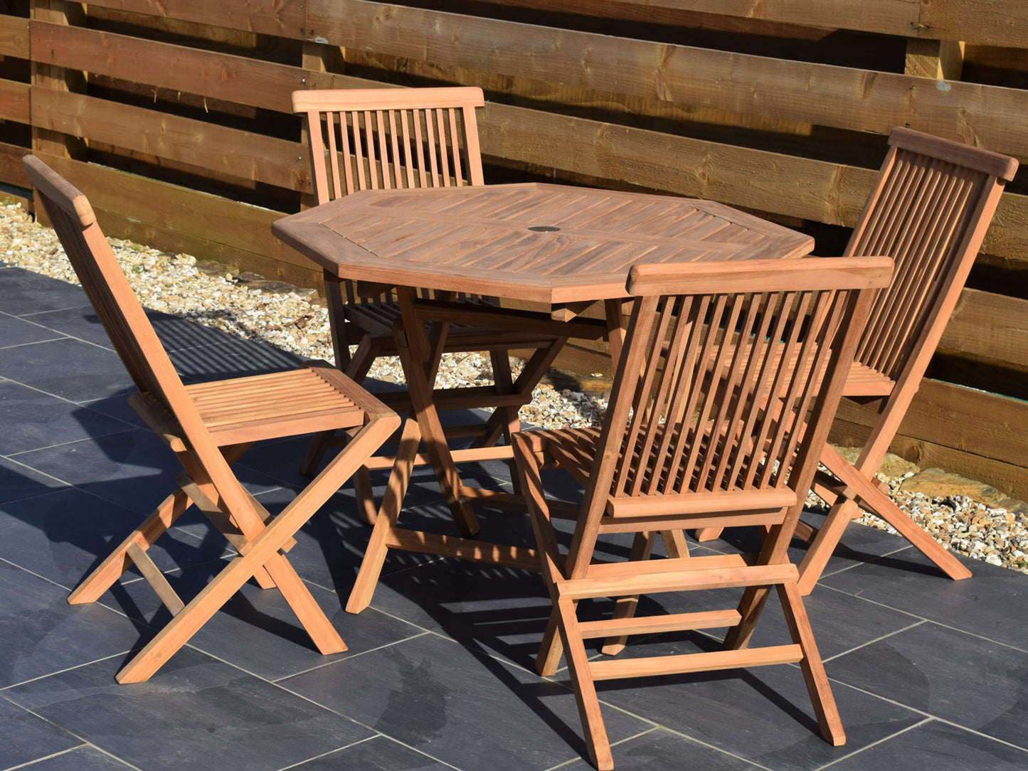 4 Seater Octagonal Folding Teak Set with Classic Folding Chairs