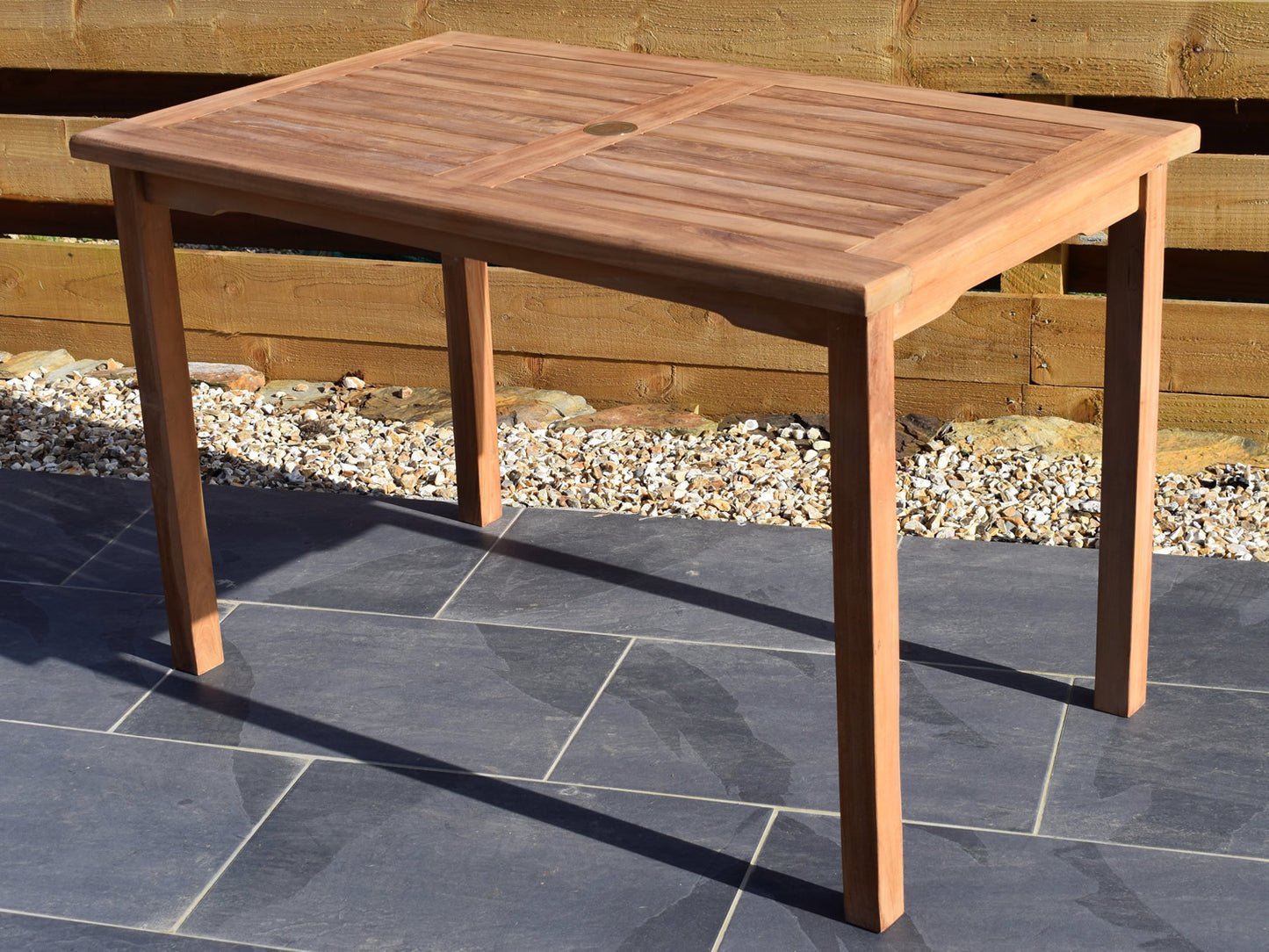 4 Seater Rectangular Bistro Teak Set with Folding Chairs