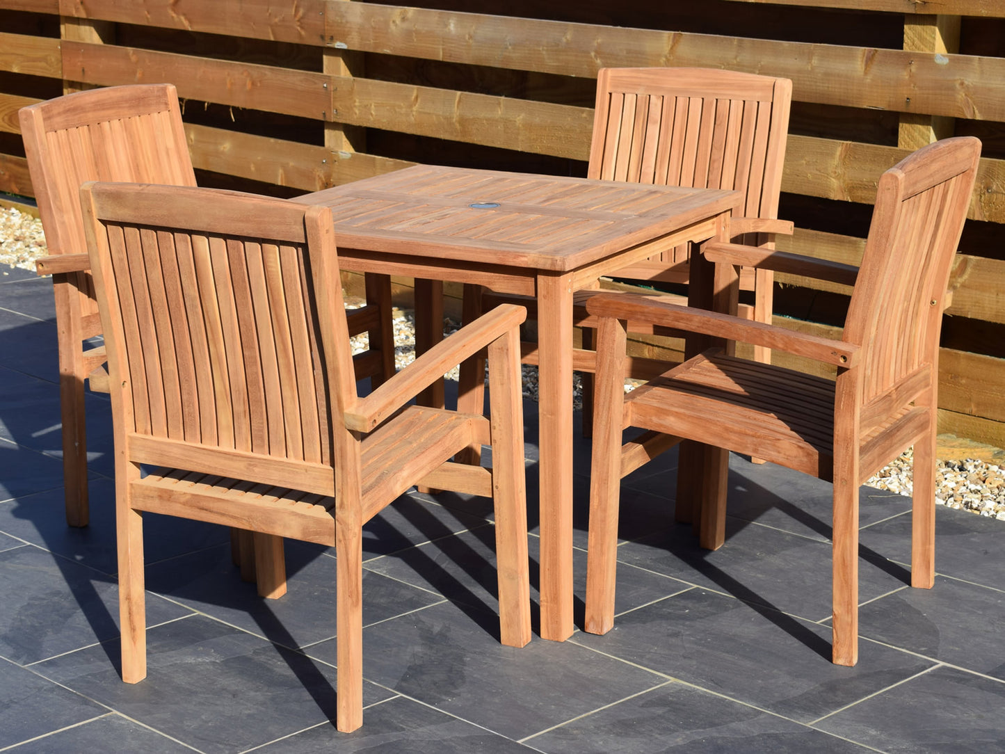 4 Seater Square Bistro Set with Henley Stacking Armchairs