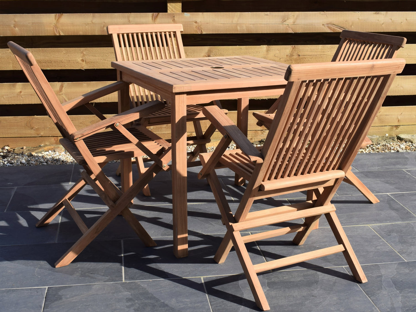 4 Seater Square Bistro Set with Classic Folding Armchairs