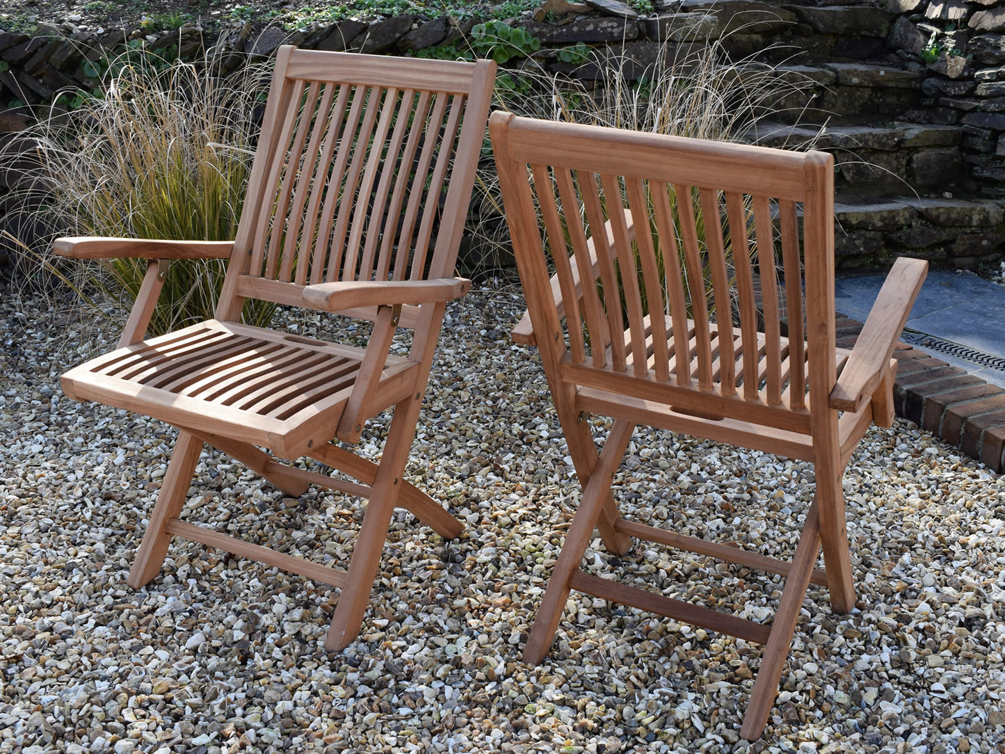 12 Seater Oval Double Extending Teak Set with Folding Chairs & Armchairs