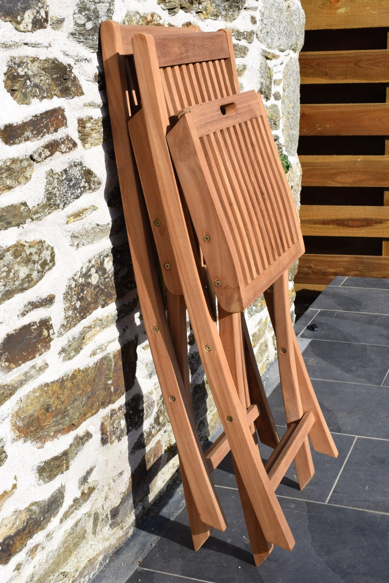 4 Seater Rectangular Bistro Teak Set with Folding Chairs