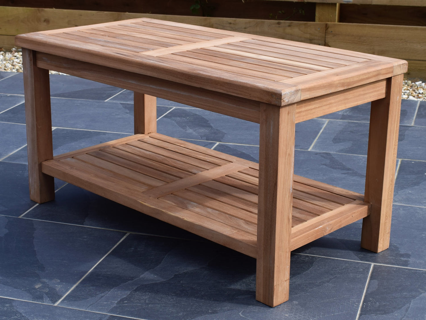 3 Seater Rectangular Coffee Table Teak Set with Classic Garden Bench