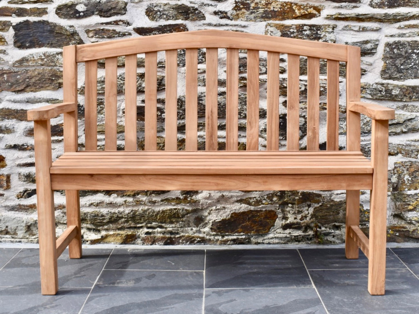 classic teak curved 2 seater teak outdoor patio bench