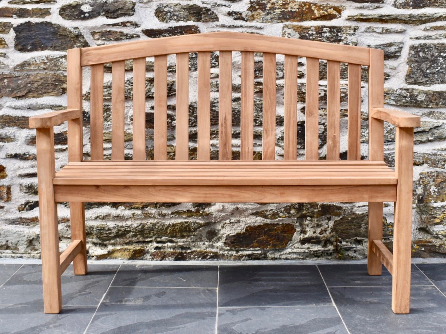 classic teak curved 2 seater teak outdoor patio bench